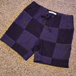 PacSun Men’s Patchwork Corduroy Shorts - Navy/Black